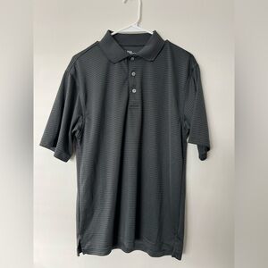 PGA Tour Dark Gray Stripped Polo Shirt Size Medium